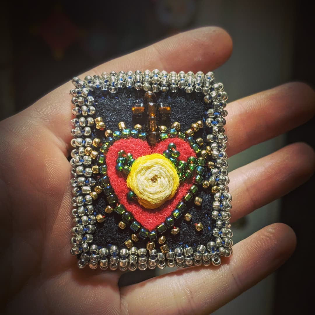 DIY Sacred Heart of Mary Badge Necklace